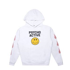 NWT MJ Ultra Psycho Active Pullover Hoodie Smiley Face Mens Large L *flaws*